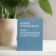 Load image into Gallery viewer, One Minute Car Stereo Birthday Card