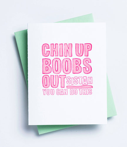 Chin Up Boobs Out Card