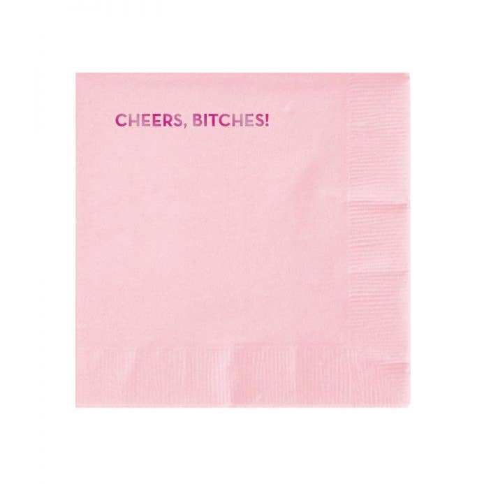 Cheers, Bitches Napkins (Pink With Pink Foil