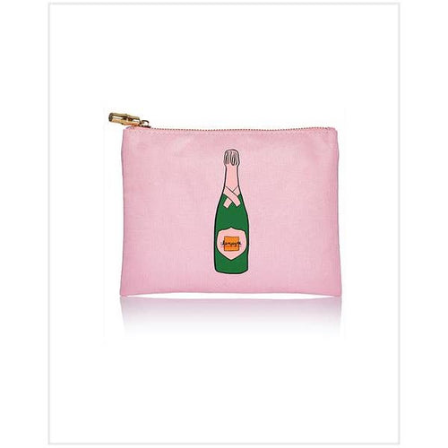 Flat Zip: Champagne Bottle Cosmetic Bag