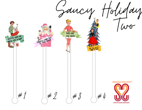 Saucy Holiday - Two Sets - Drin Swizzles - Stir Sticks