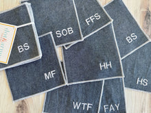 Load image into Gallery viewer, Linen Chambray Sweary Coasters, set of eight
