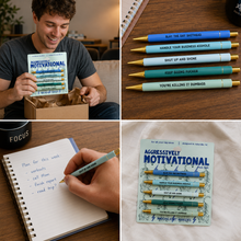 Load image into Gallery viewer, Aggressively Motivational - Pen Set - Funny Gift