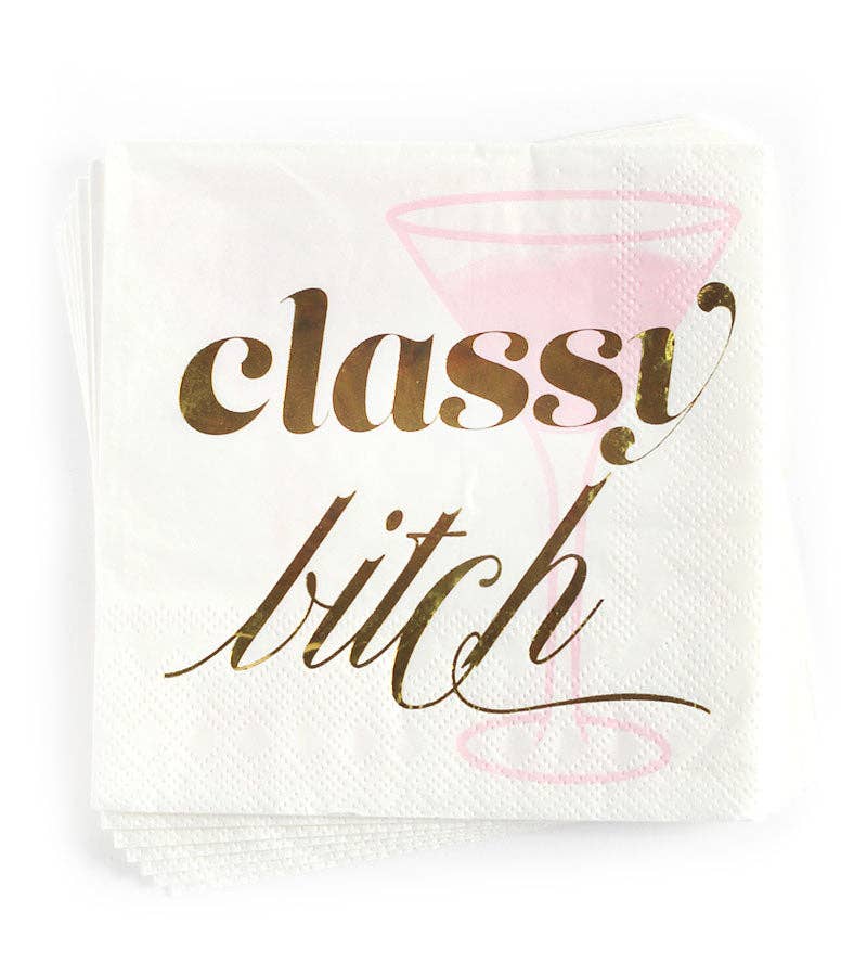 Classy Bitch Adult Martini Glass Fancy Cocktail Napkin Funny