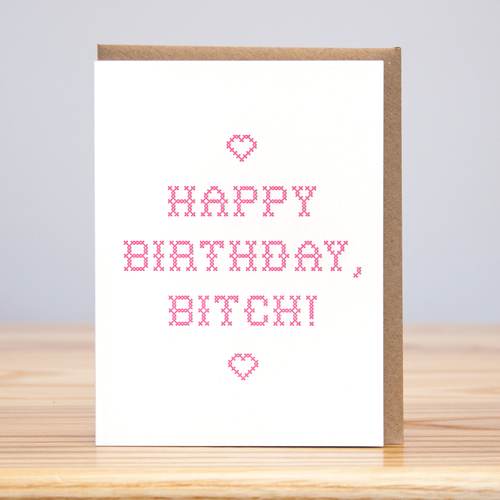 B-Day Bitch Cross Stitch (Letterpress)