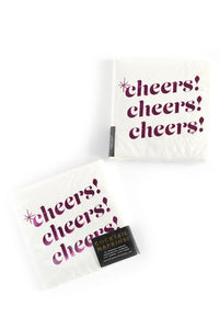 Pink Cheers!, Pink Foil Celebration Cocktail Party Napkin