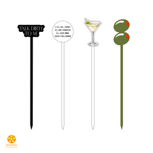 Load image into Gallery viewer, Dirty Martini Cocktail Picks | Acrylic Garnish Sticks