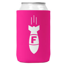 Load image into Gallery viewer, &quot;F-Bombs Dropping neoprene can cooler for 12oz cans&quot;

&quot;Funny collapsible beer koozie with bold text design&quot;

&quot;Humorous drink holder for parties and gatherings&quot;