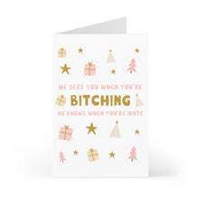 Load image into Gallery viewer, Bitching Santa Funny Christmas Cards Pink Greeting Cards