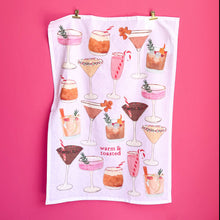 Load image into Gallery viewer, Holiday Cocktails Tea Towel | Holiday Drinks Dish Towel