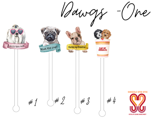 Dawgs One 4 piece Assorted Set - Cocktail Stirrer - Drink Stir Sticks