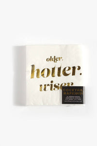 Older Hotter Wiser, Funny Birthday Cocktail Party Napkins