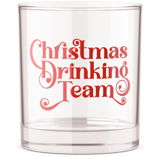 Christmas Drinking Team Bourbon Whiskey Rocks Glass