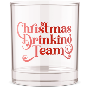 Christmas Drinking Team Bourbon Whiskey Rocks Glass