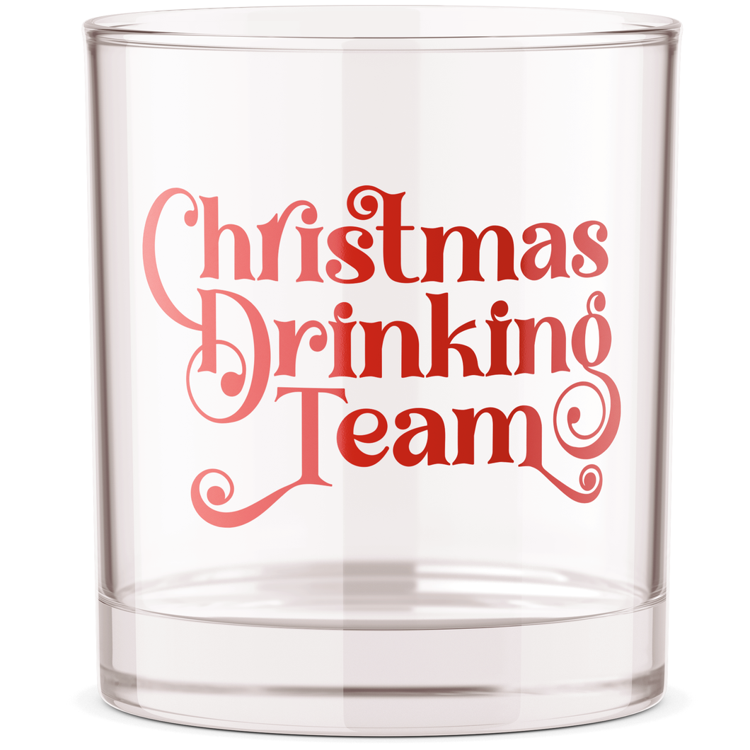 Christmas Drinking Team Bourbon Whiskey Rocks Glass