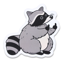 Load image into Gallery viewer, Fat Chubby Raccoon Middle Finger | Funny Vinyl Sticker