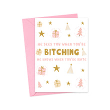 Load image into Gallery viewer, Bitching Santa Funny Christmas Cards Pink Greeting Cards