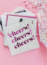 Load image into Gallery viewer, Pink Cheers!, Pink Foil Celebration Cocktail Party Napkin