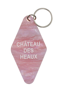 Château des Heaux Motel Keychain in Crystal Pink