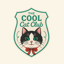 Load image into Gallery viewer, Cool Cat Club Sticker – Retro Cat Vinyl Sticker 