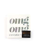 Load image into Gallery viewer, OMG Congrats!, Holographic Celebration Cocktail Party Napkin