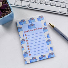 Load image into Gallery viewer, Funny Dumpster Fire Notepad - Fires to Put Out - Stationery