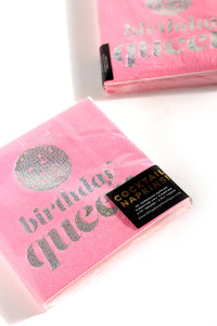 Birthday Queen Disco Ball Celebration Cocktail Party Napkins