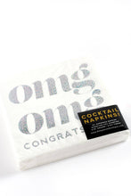 Load image into Gallery viewer, OMG Congrats!, Holographic Celebration Cocktail Party Napkin
