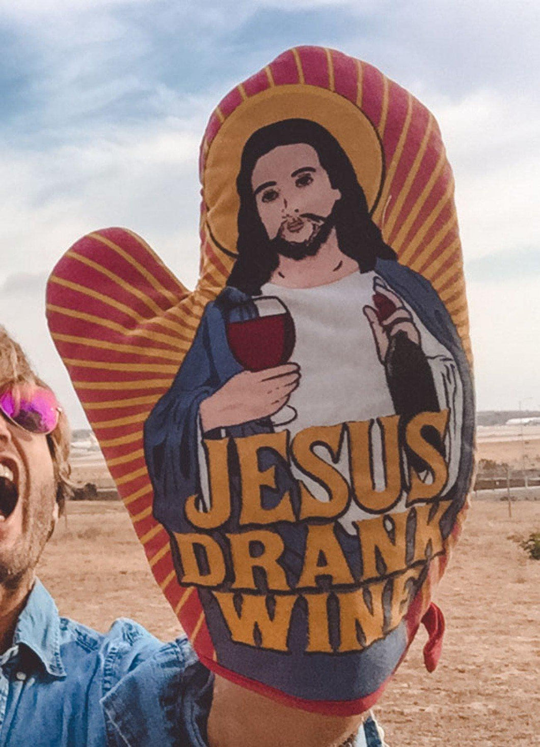 Jesus Drank Wine Oven Mitt Funny Pot Holder Joke Wine