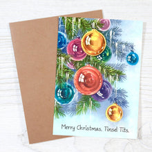 Load image into Gallery viewer, Merry Christmas, Tinsel Tits - Funny Retro Holiday Card
