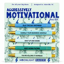 Load image into Gallery viewer, Aggressively Motivational - Pen Set - Funny Gift
