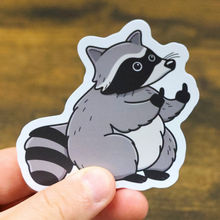 Load image into Gallery viewer, Fat Chubby Raccoon Middle Finger | Funny Vinyl Sticker