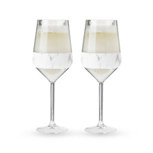 Load image into Gallery viewer, Wine FREEZE™ Stemmed Cooling Cups - Marble - Set of 2