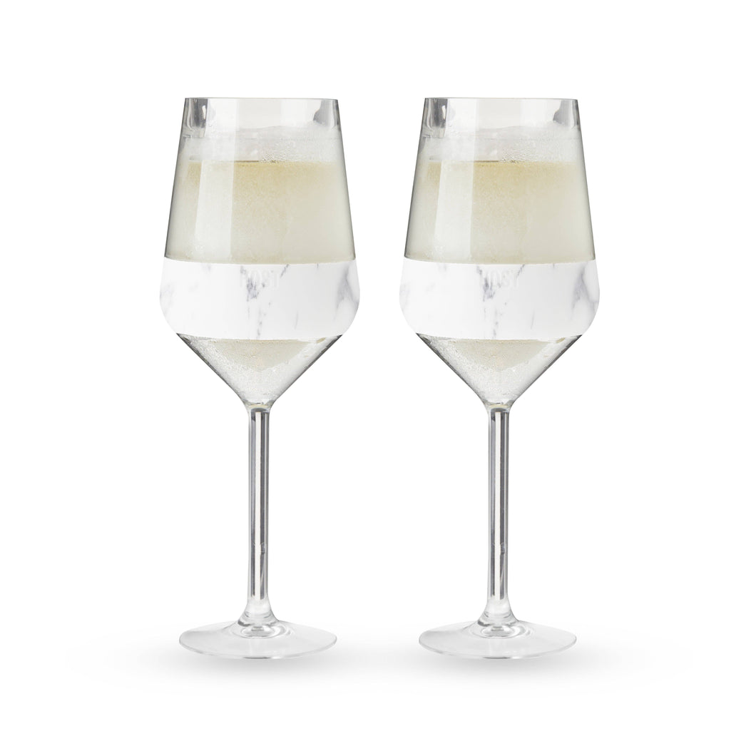 Wine FREEZE™ Stemmed Cooling Cups - Marble - Set of 2