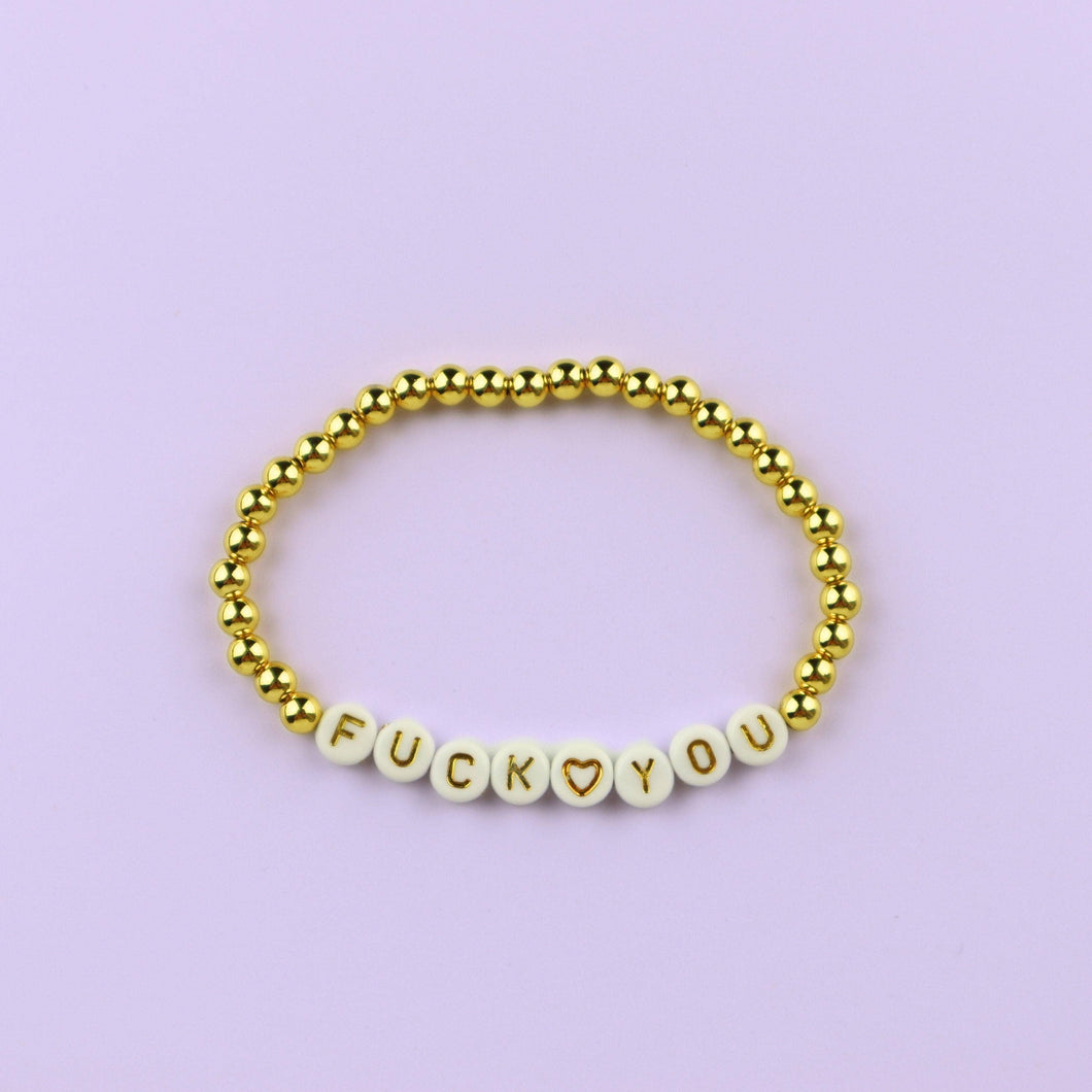 Gold Filled Ball Beaded F*ck You Bracelets