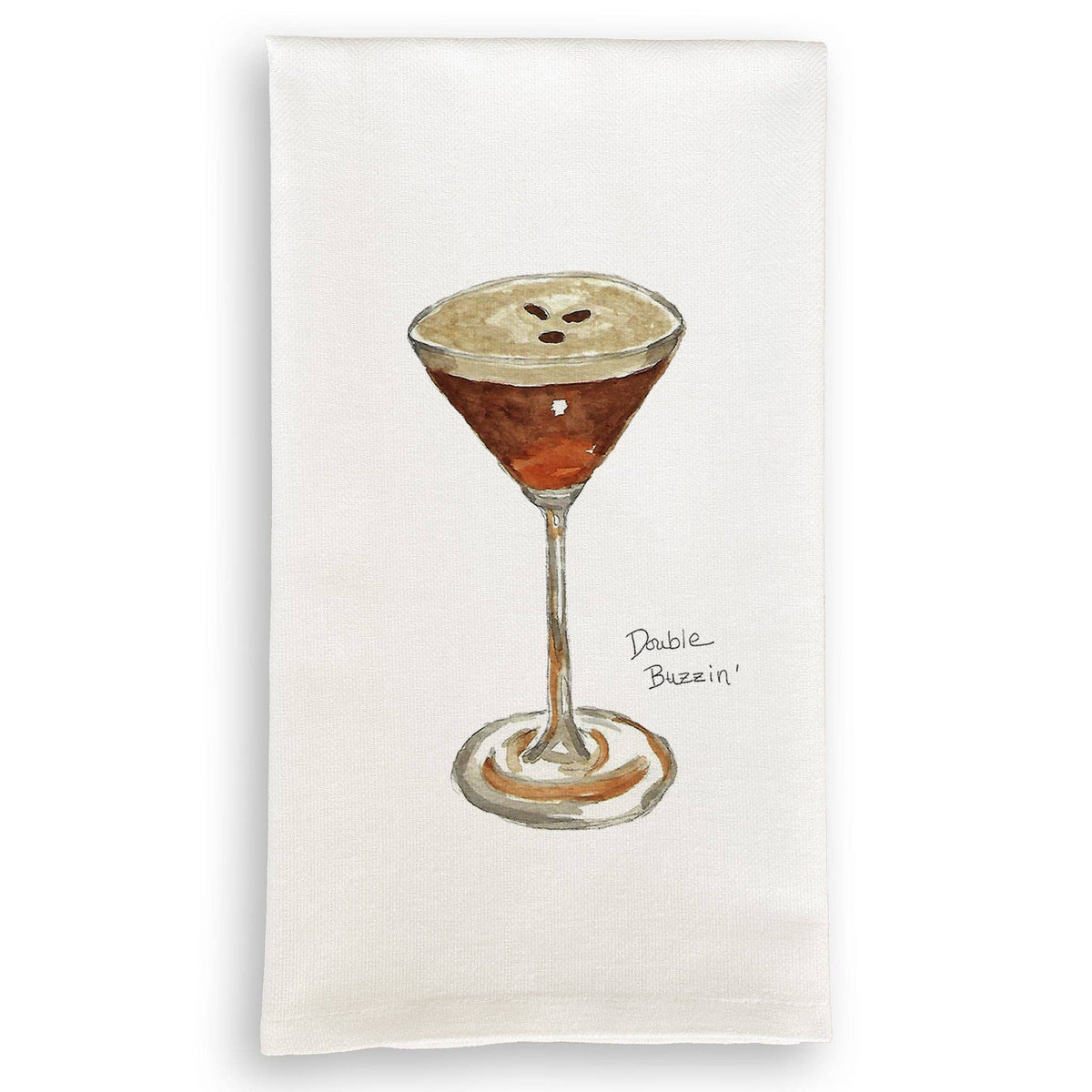 Espresso Martini with Quote Dish Towel Two Words One Finger