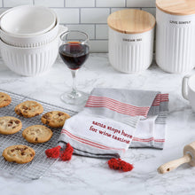 Load image into Gallery viewer, Santa Stops Here For Wine Tasting Kitchen Towel