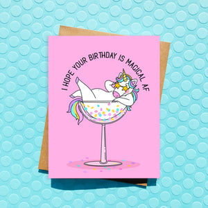 Magical AF Funny Birthday Card - Unicorn Card