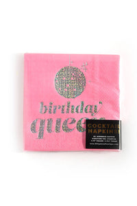 Birthday Queen Disco Ball Celebration Cocktail Party Napkins