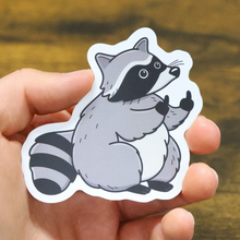 Load image into Gallery viewer, Fat Chubby Raccoon Middle Finger | Funny Vinyl Sticker