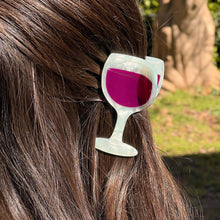 Load image into Gallery viewer, Midi Red Wine Glass Hair Claw Clip