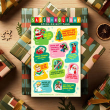 Load image into Gallery viewer, Sassy Holiday Stick-on Gift Tags Sheet