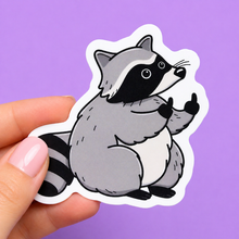 Load image into Gallery viewer, Fat Chubby Raccoon Middle Finger | Funny Vinyl Sticker