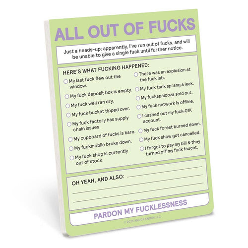 All Out of Fucks Nifty Note