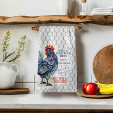 Load image into Gallery viewer, &quot;With a Fuck Fuck Here funny kitchen tea towel&quot;

&quot;Humorous waffle weave dish towel with bold text&quot;

&quot;Novelty microfiber tea towel for kitchen decor&quot;​

