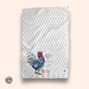 "With a Fuck Fuck Here funny kitchen tea towel"

"Humorous waffle weave dish towel with bold text"

"Novelty microfiber tea towel for kitchen decor"​

