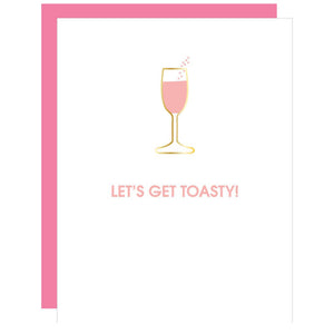 Let's Get Toasty Celebration Paper Clip Letterpress Card