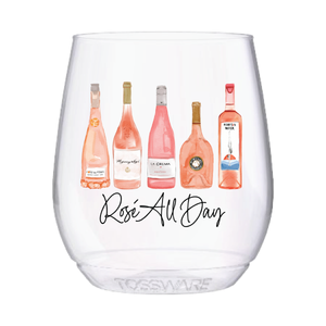 Rose All Day Reusable 14oz Stemless Wine Tossware Set of 4