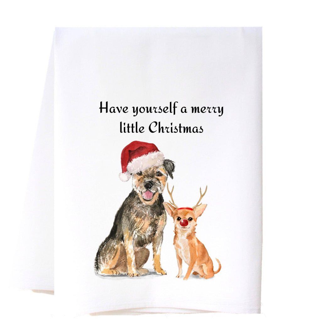 Merry Little Christmas Dogs Flour Sack Towel