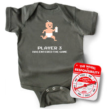 Load image into Gallery viewer, Player 3 Has Entered The Game • Baby Bodysuit • Grey